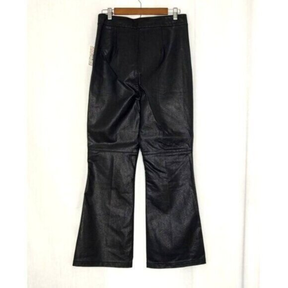 Free People Sasha Vegan Leather Kick Flare Pants Black 12 NEW - Picture 8 of 11